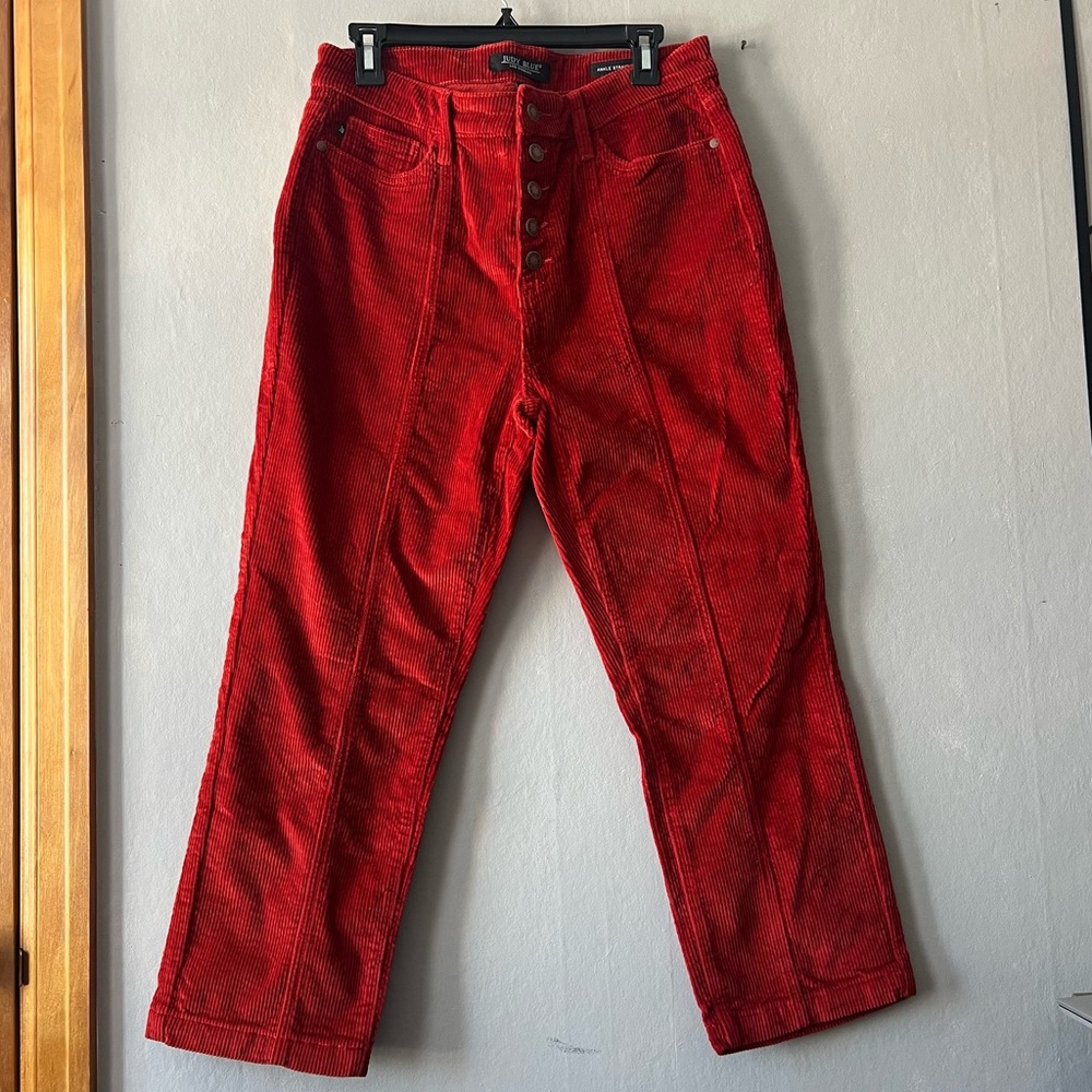 Judy Blue Burnt Orange Ankle Straight Corduroy Button Fly Pants Size 13/31